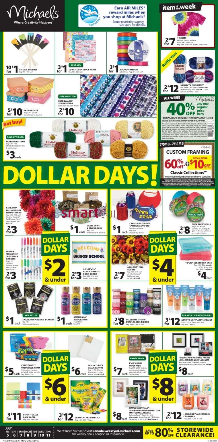 Michaels flyer July 5 to 11