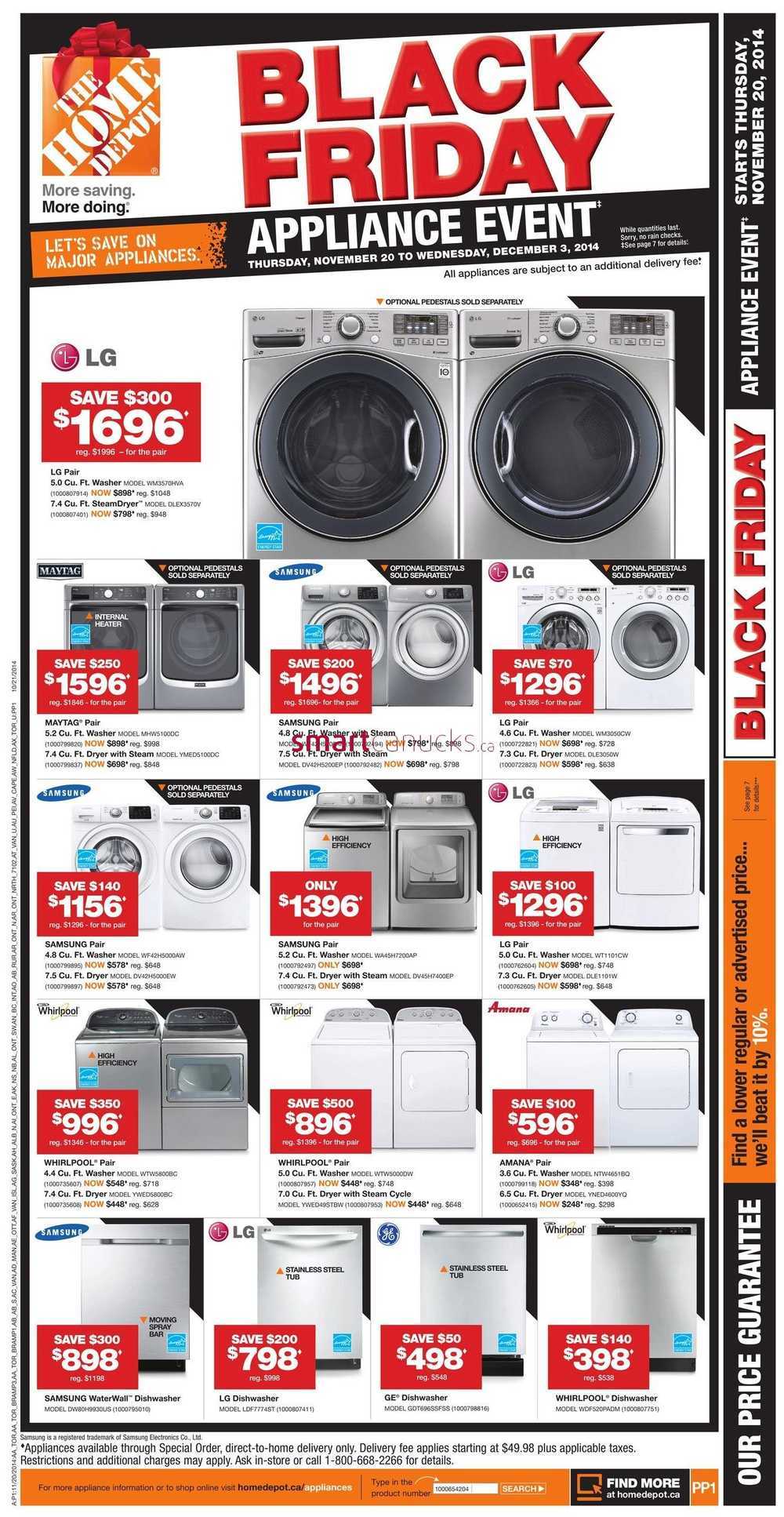 Home Depot 2014 Black Friday Appliance Event flyer November 20 to December 3