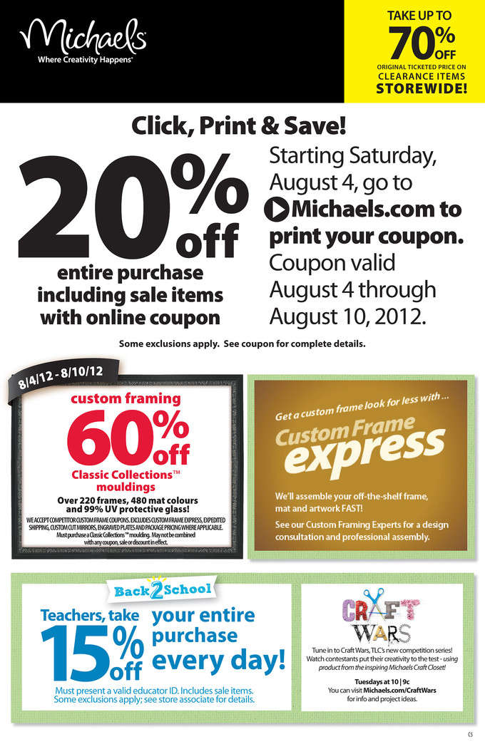 Michaels flyer Aug 4 to 10