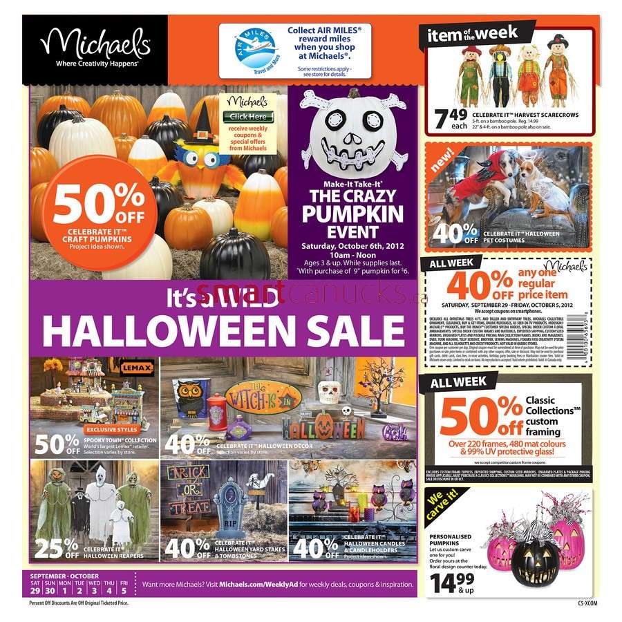 Michaels flyer Sep 29 to Oct 5