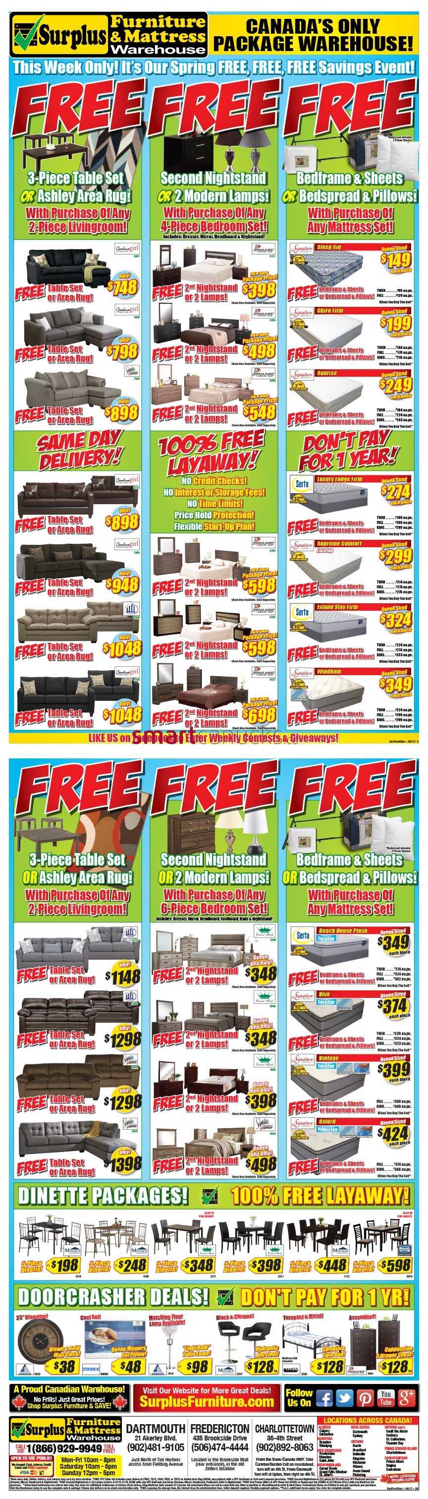 Surplus Furniture Mattress Warehouse Fredericton Flyer April To