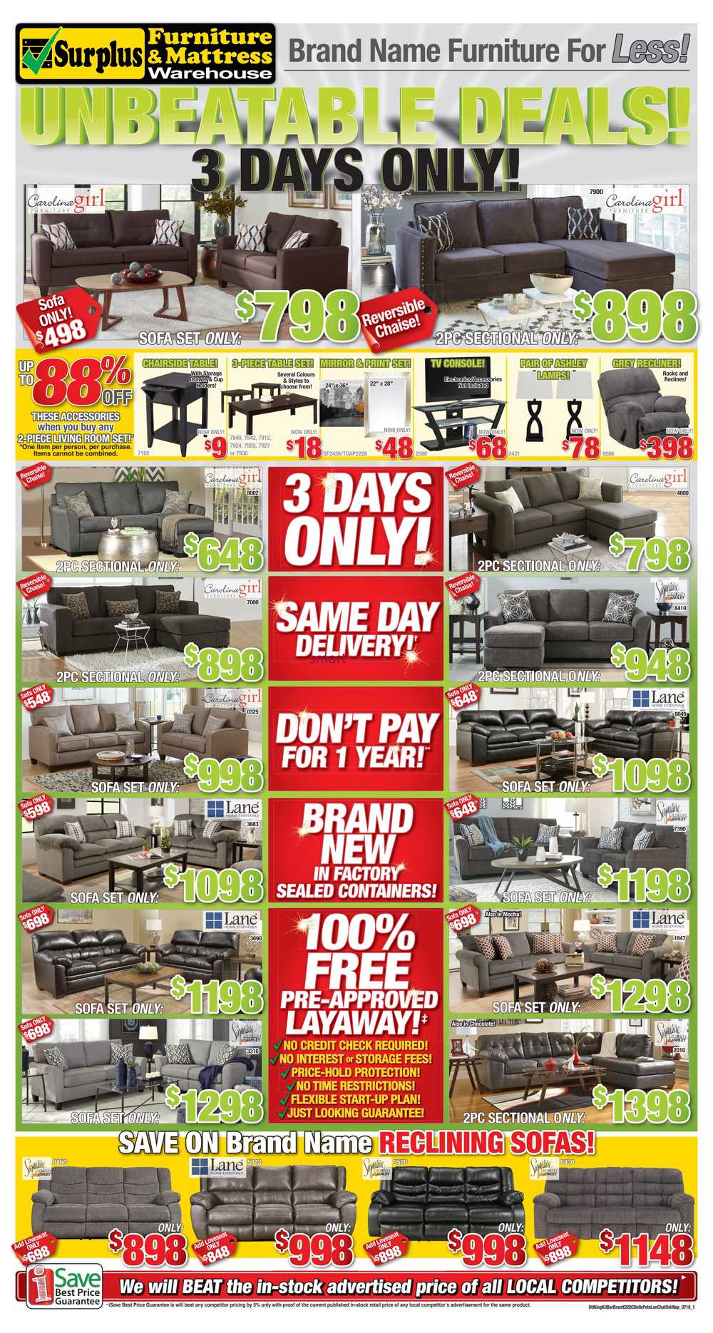 Surplus Furniture Mattress Warehouse Brantford Flyer July 3 To 9 1 