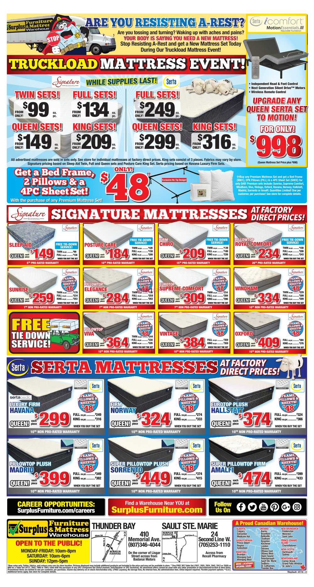 Surplus Furniture & Mattress Warehouse (Sault Ste Marie) Flyer July 10 ...