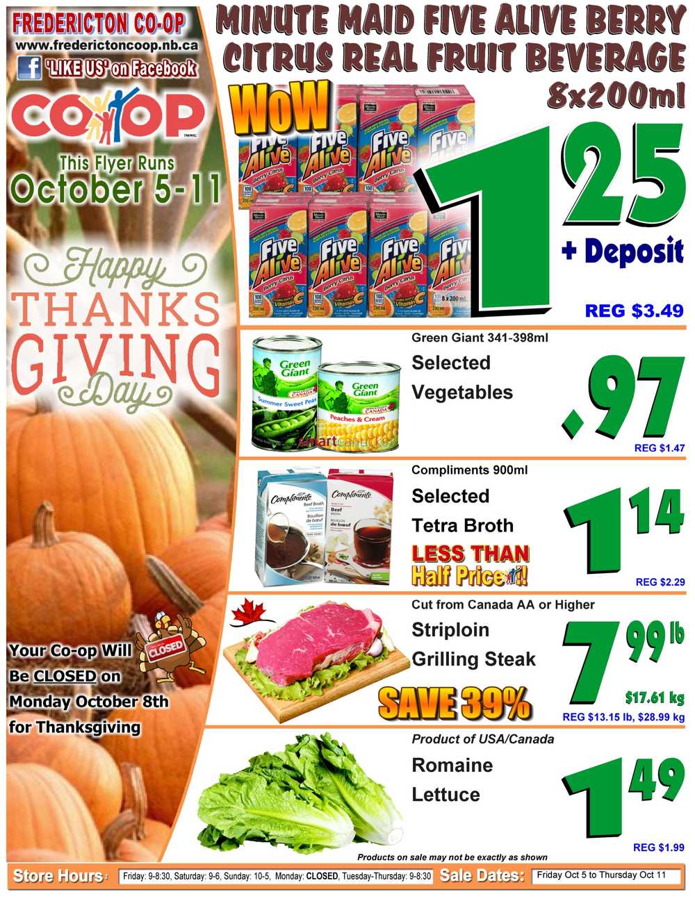 Fredericton Co-op Flyer October 5 to 11