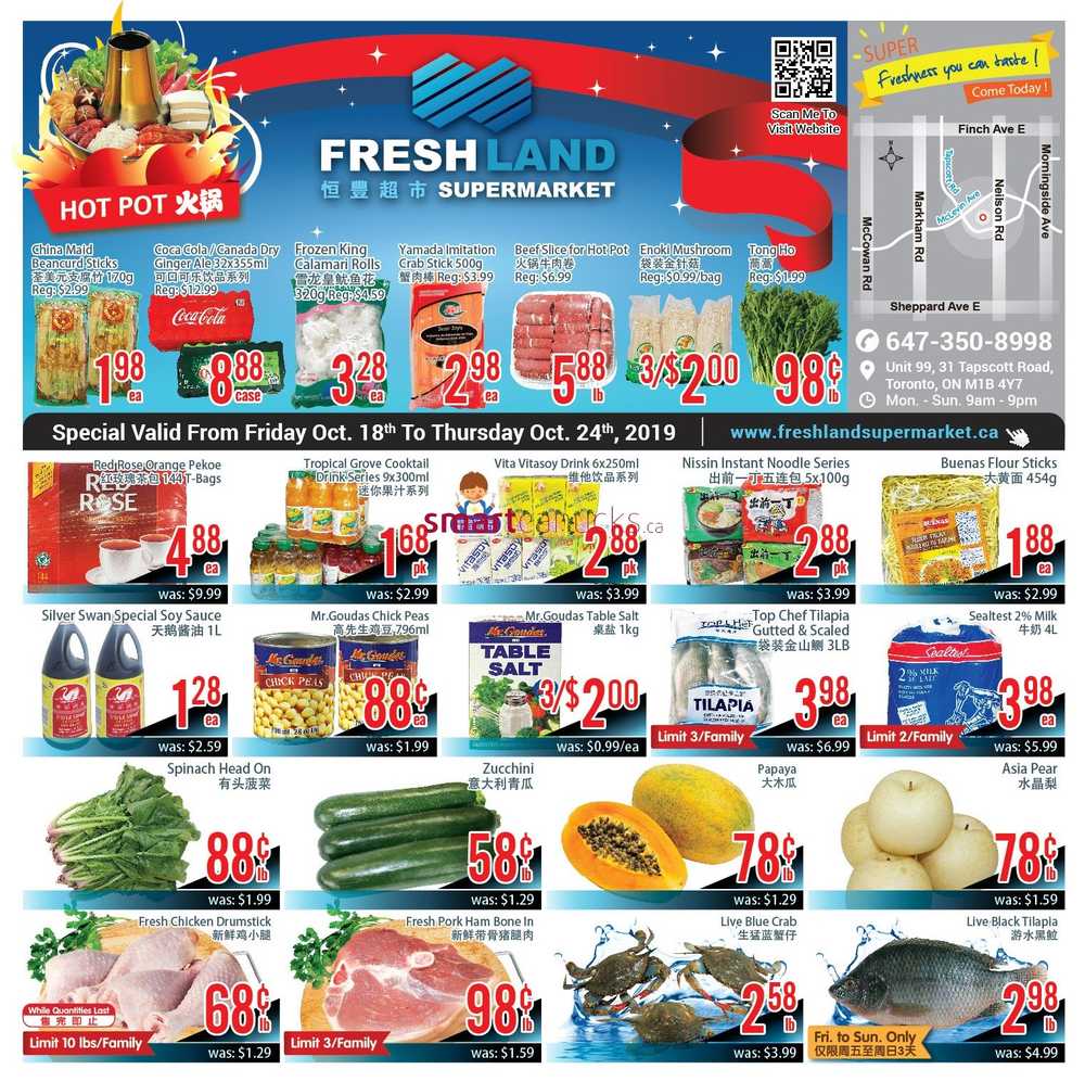 FreshLand Supermarket Flyer October 18 to 24