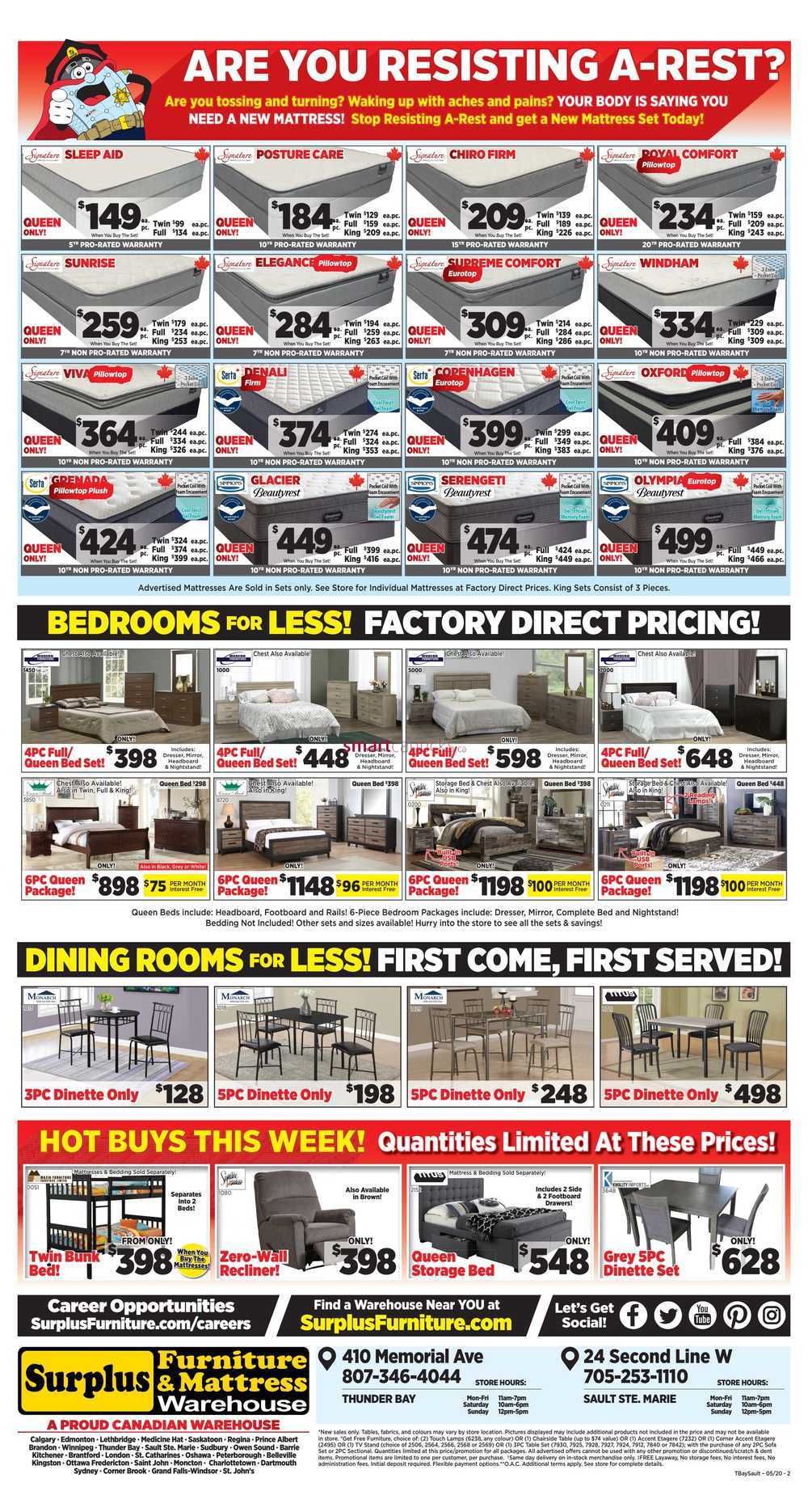 Surplus Furniture & Mattress Warehouse (Thunder Bay) Flyer May 19 to 25
