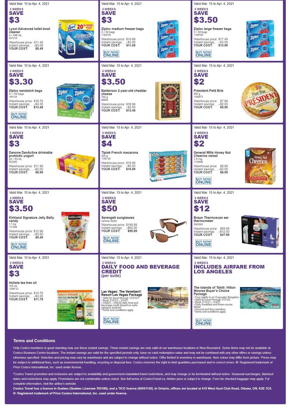 Costco (NB) Weekly Savings March 15 to April 4