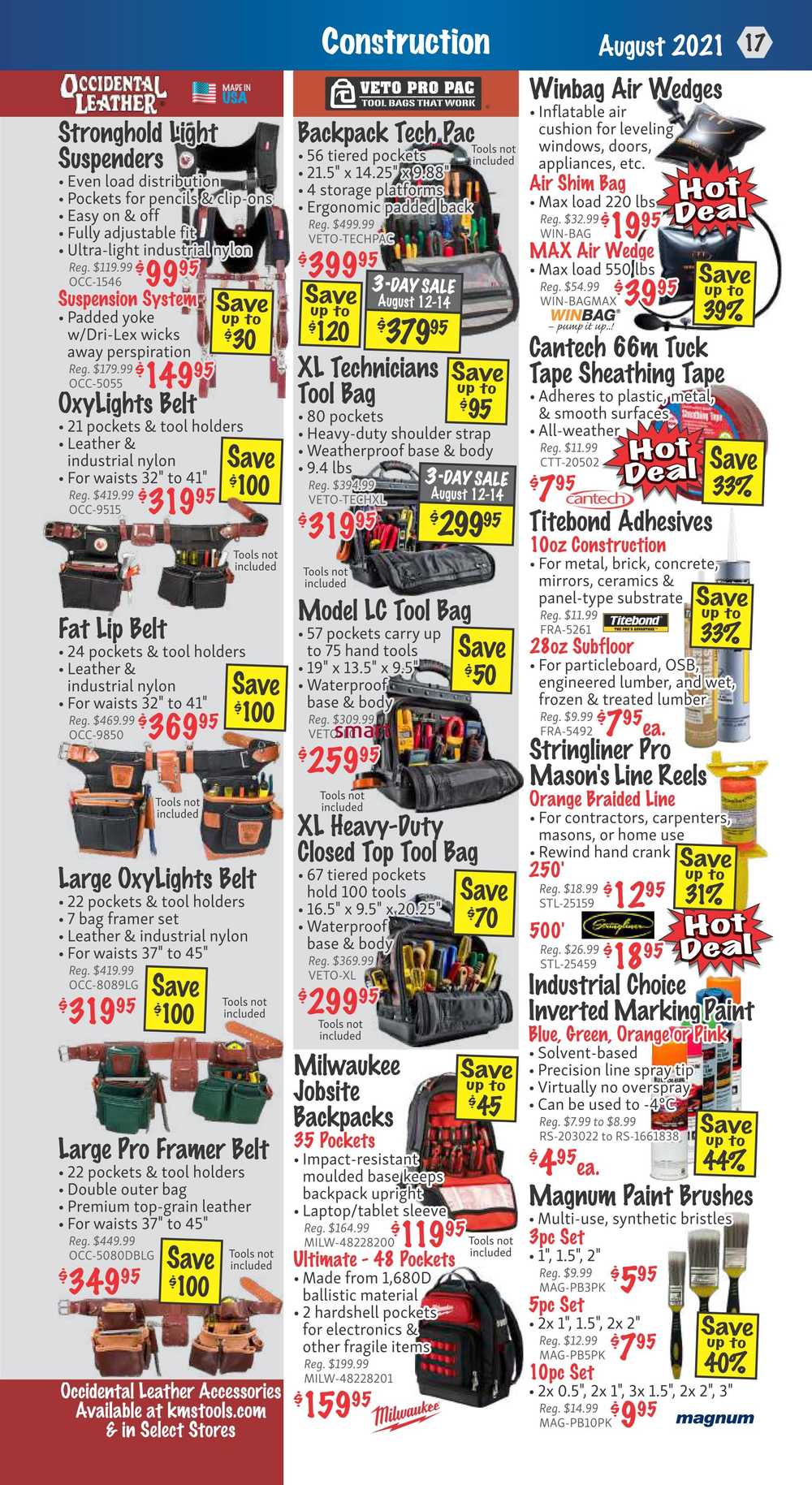 KMS Tools and Equipment Flyer August 1 to 31