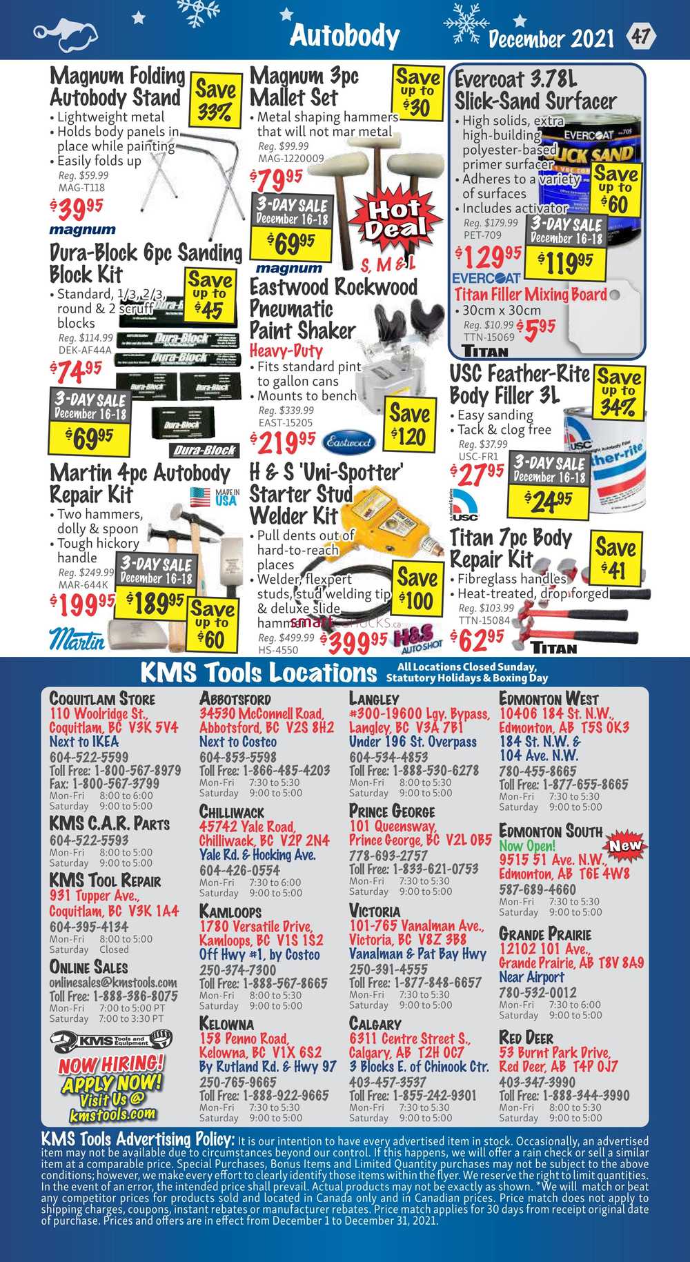 KMS Tools and Equipment Flyer December 1 to 31