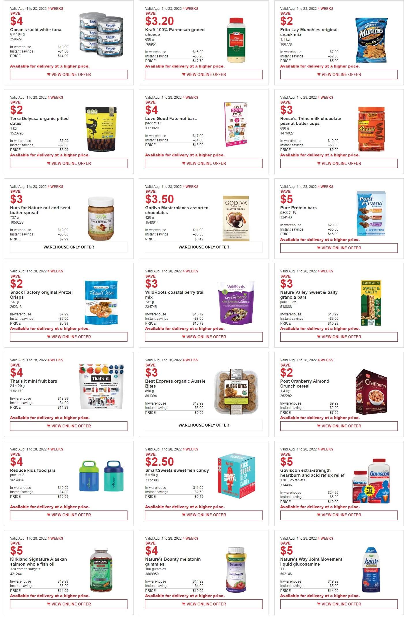 Costco (QC) Weekly Savings August 1 to 28