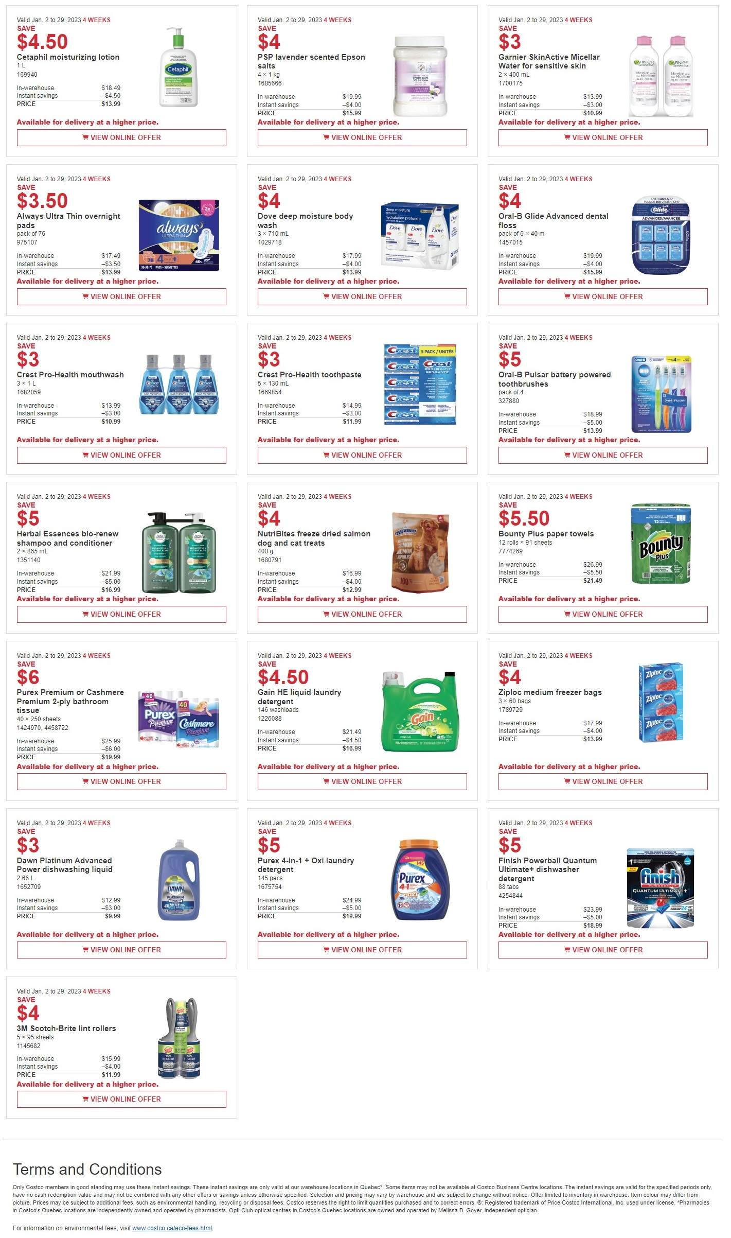 Costco (QC) Weekly Savings January 2 to 29