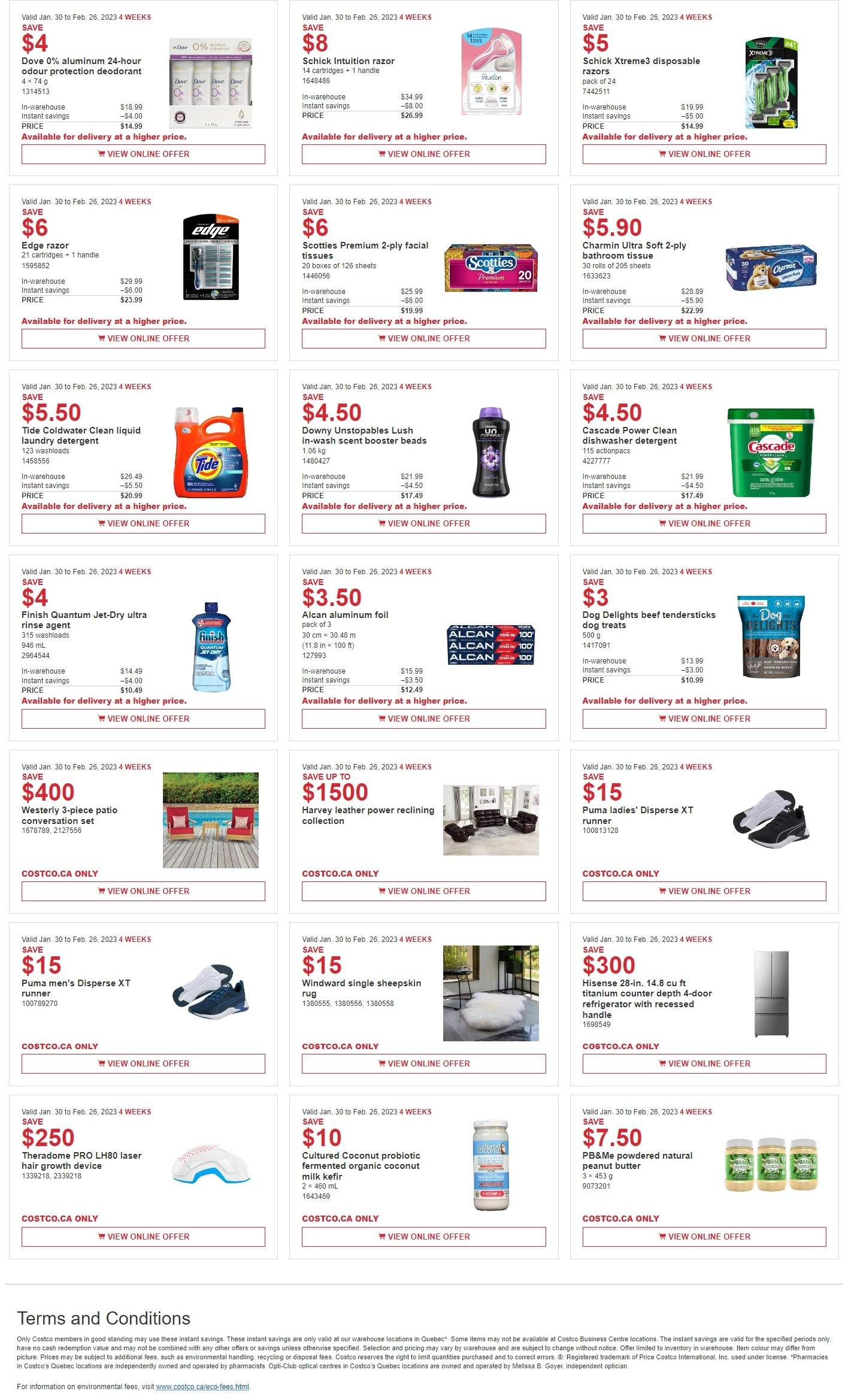 Costco (QC) Weekly Savings January 30 to February 26