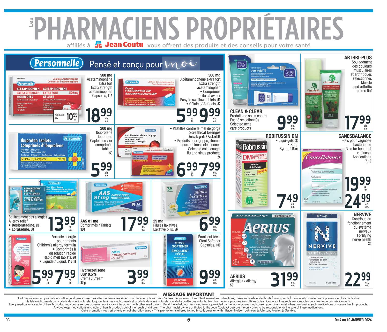 Jean Coutu (QC) Flyer January 4 to 10