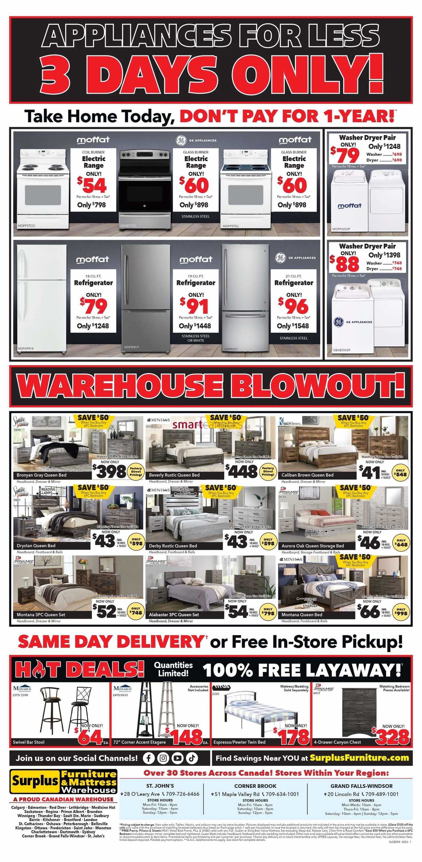 Surplus Furniture & Mattress Warehouse (St. John's, Corner Brook, Grand ...