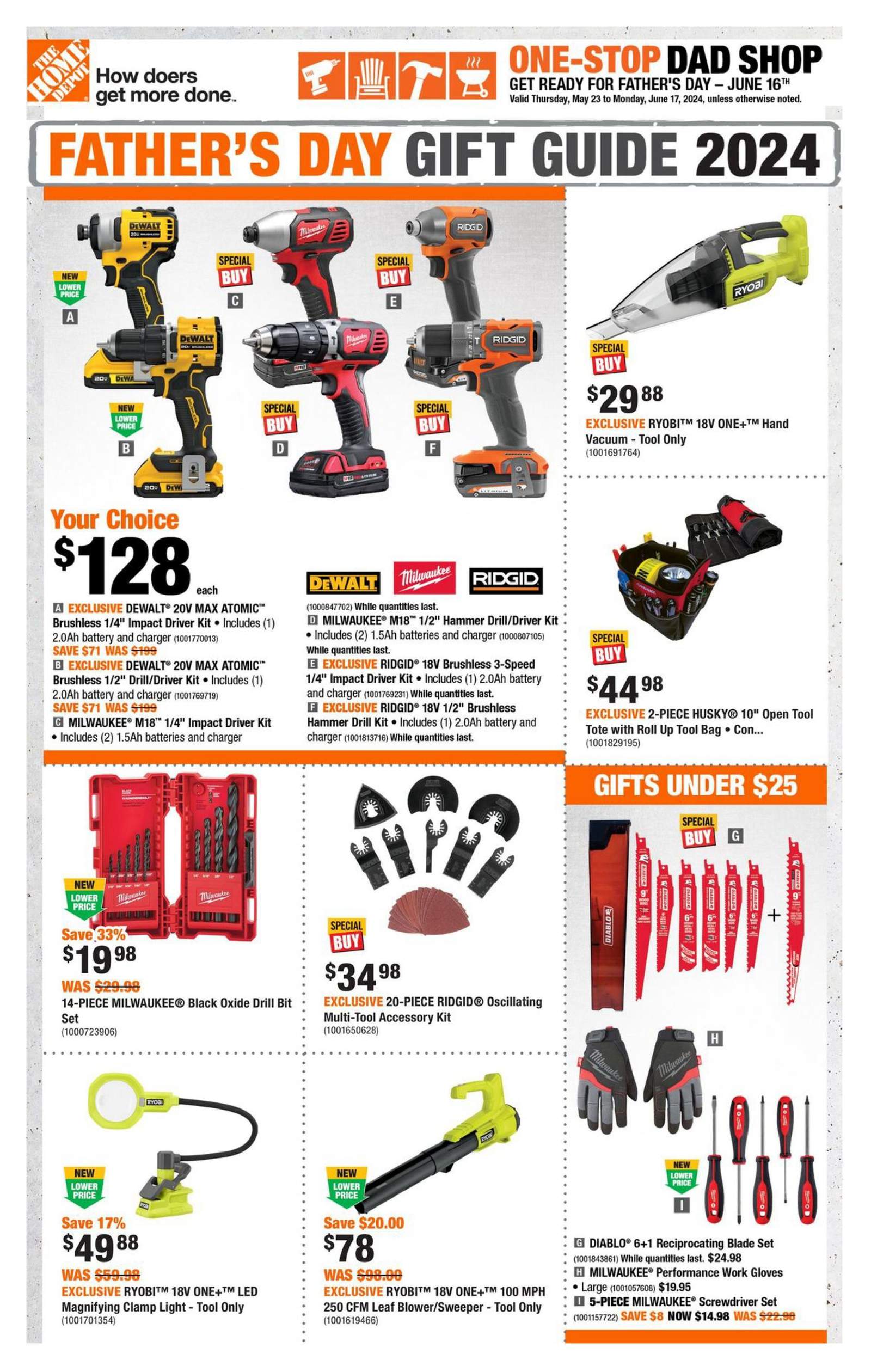 Home Depot Father's Day Gift Guide Flyer May 23 to June 17