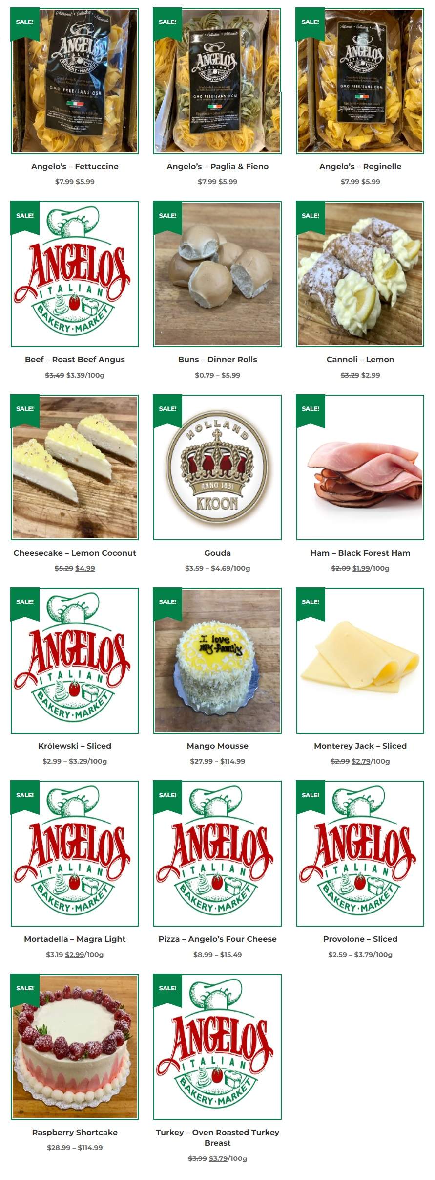 Angelo's Italian Bakery Monthly Specials July 1 to 31