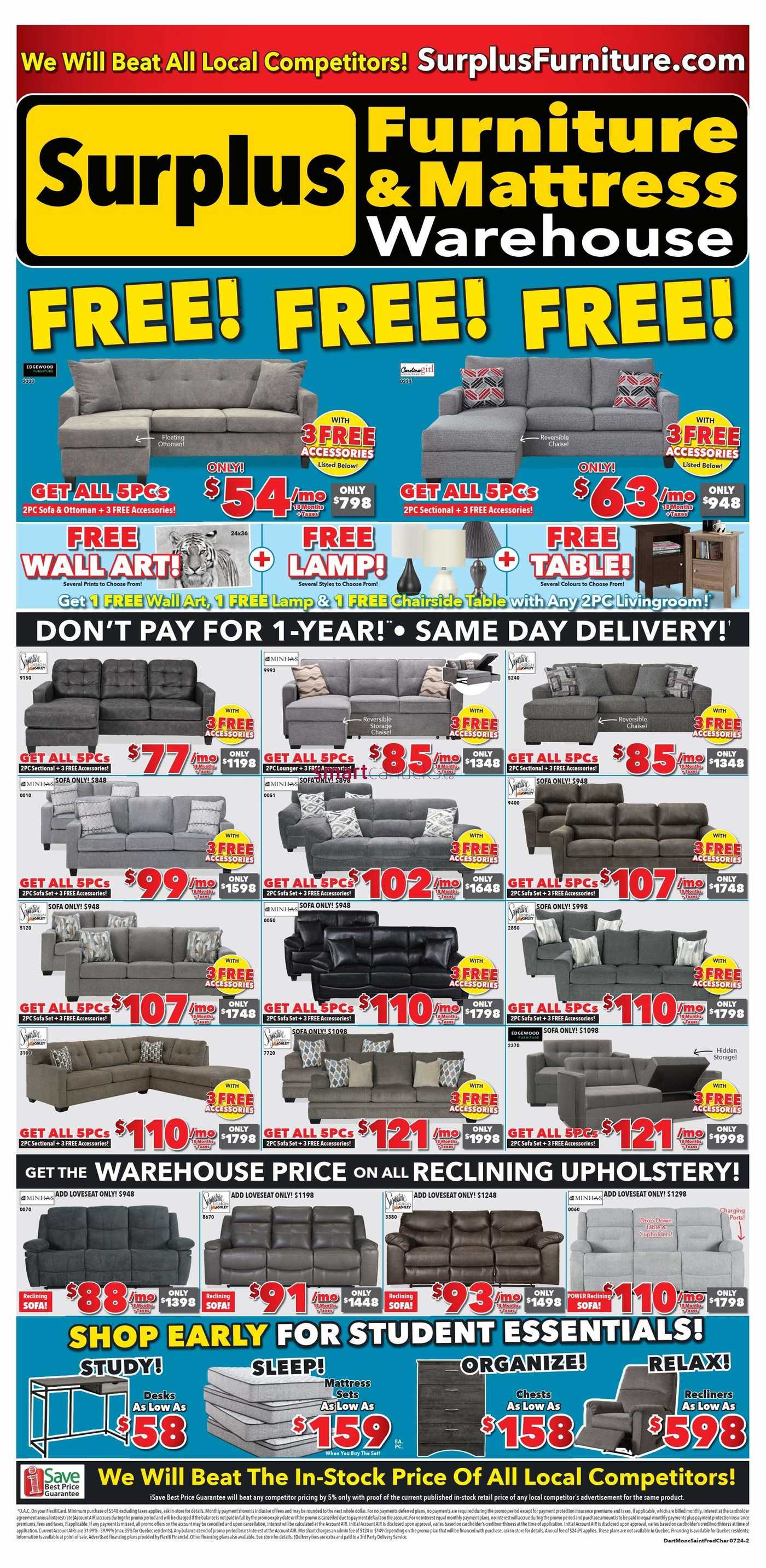 Surplus Furniture & Mattress Warehouse (Charlottetown) Flyer July 8 to 28