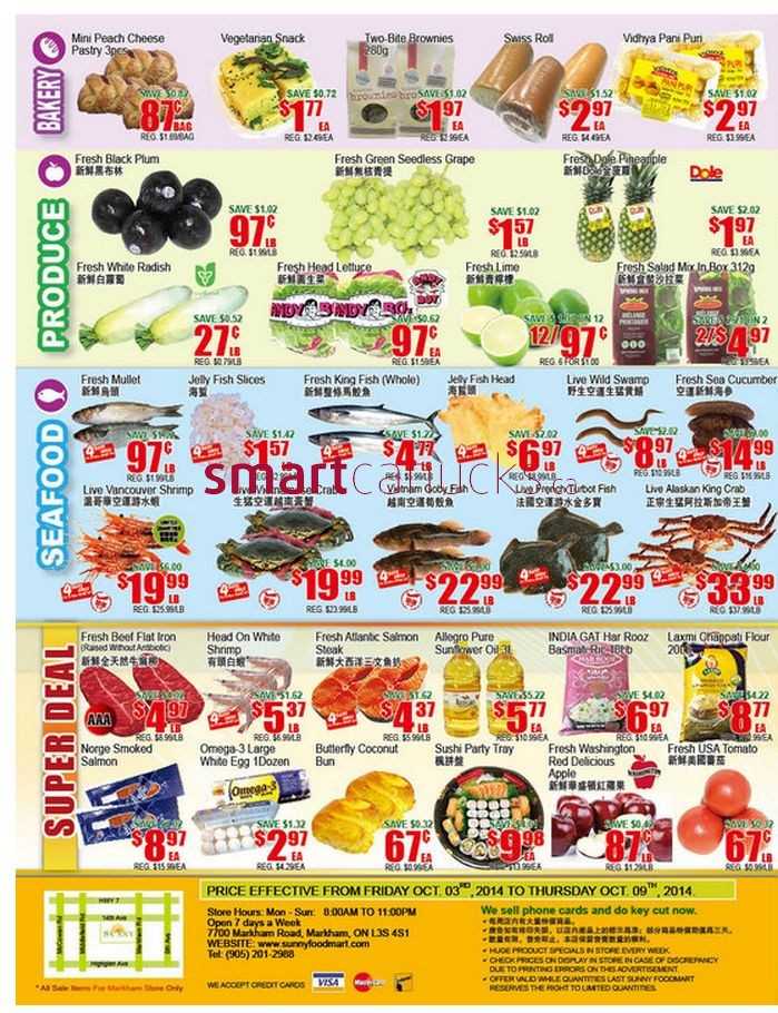 Sunny Food Mart (Markham) flyer October 3 to 9