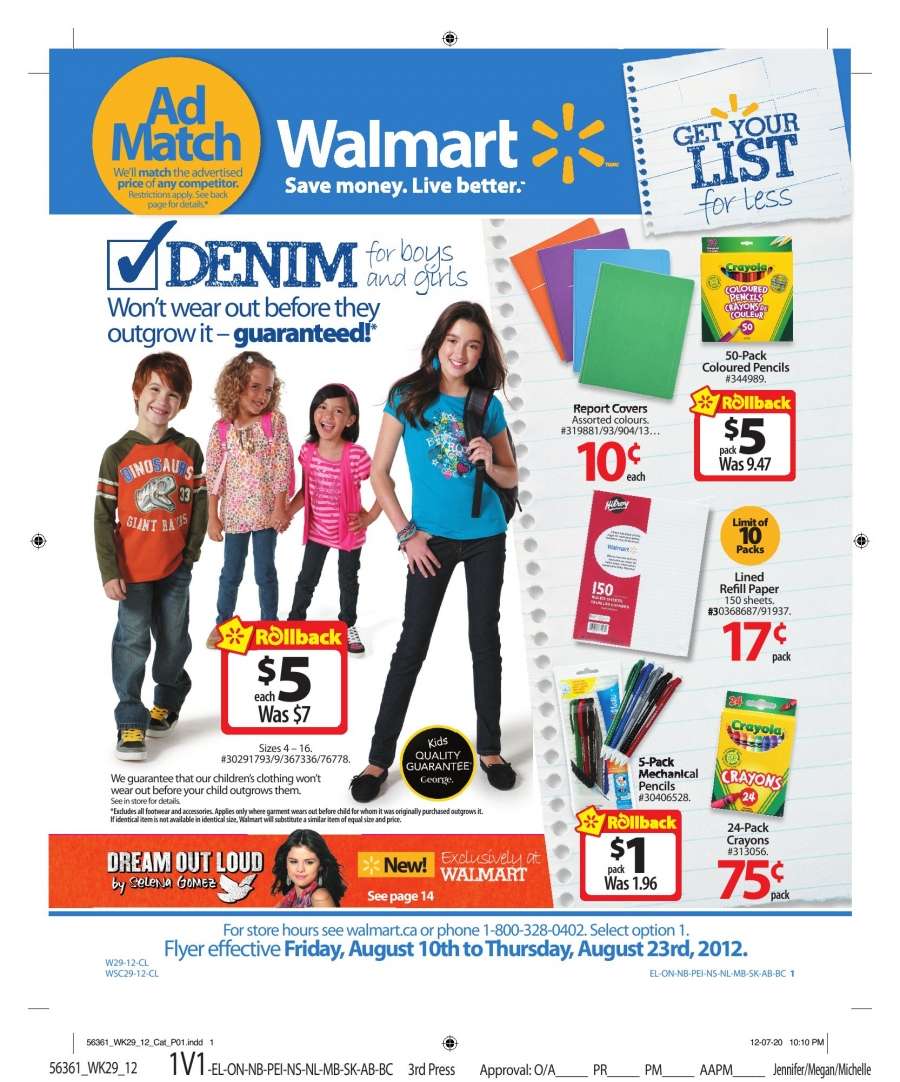 Walmart Back To School Flyer Aug 10 To 23