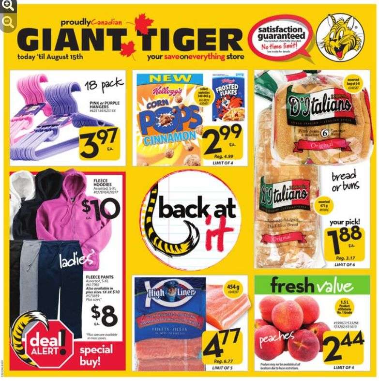 Flyer Giant Tiger flyer Aug 8 to 15 Canada Flyers Coupons Deals