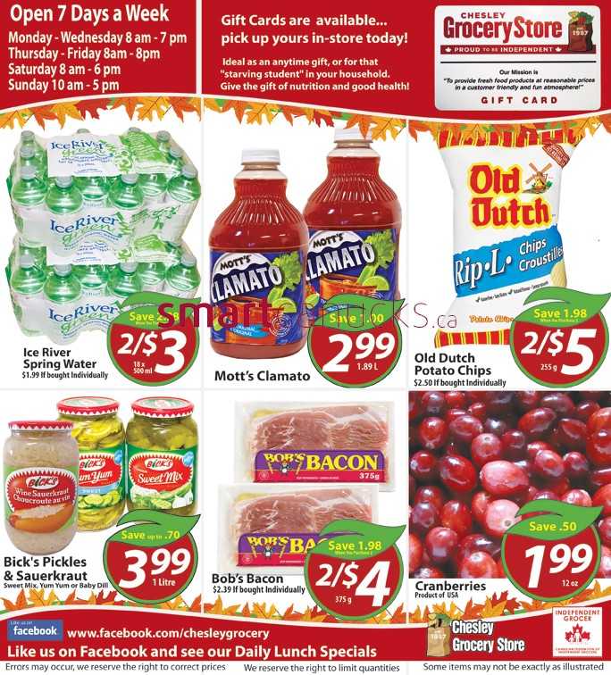 Chesley Grocery Store Flyer October 2 to 8