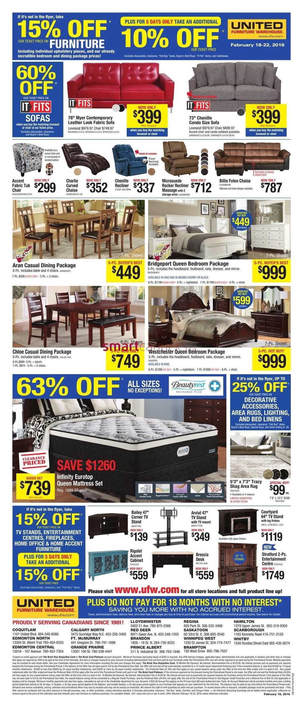 United Furniture Warehouse Flyer February 18 to 22