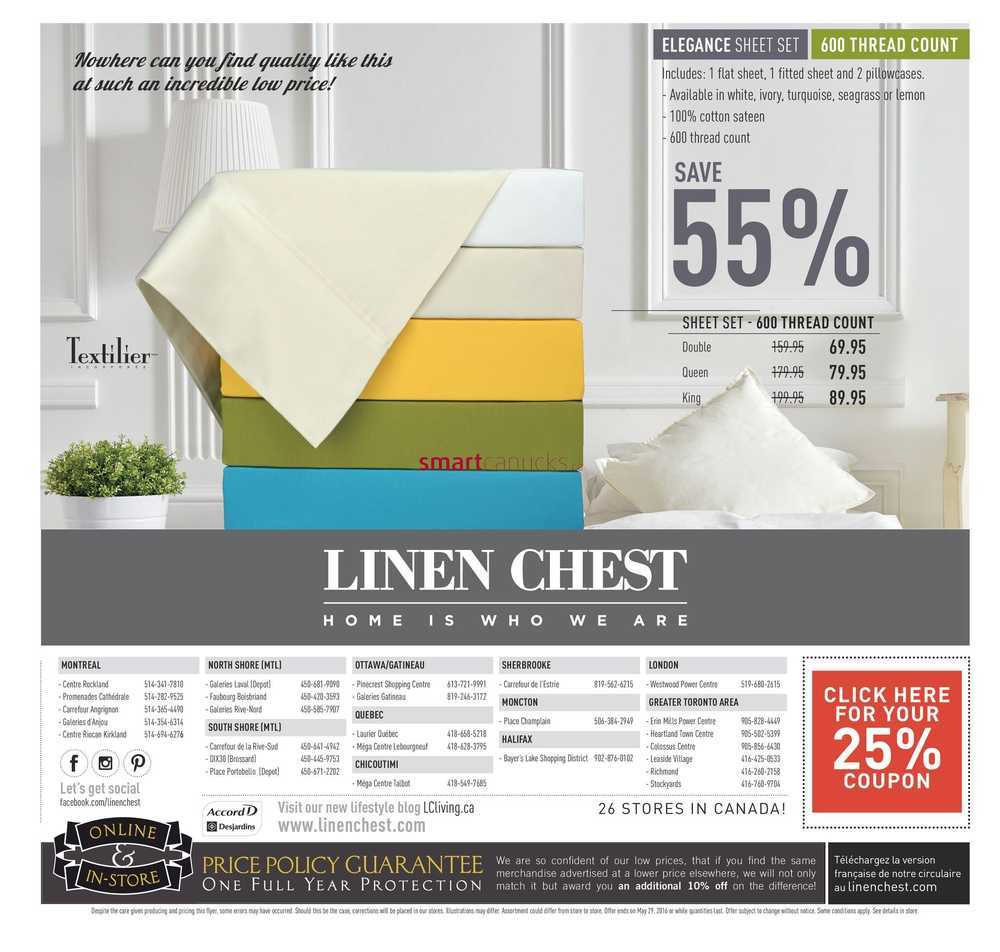 Linen Chest Flyer April 27 to May 29
