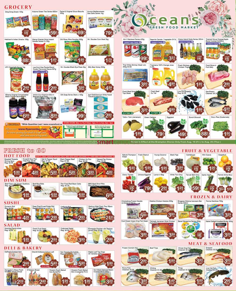Ocean’s Fresh Food Market (150 West Drive, Brampton) Flyer August 19 to 25