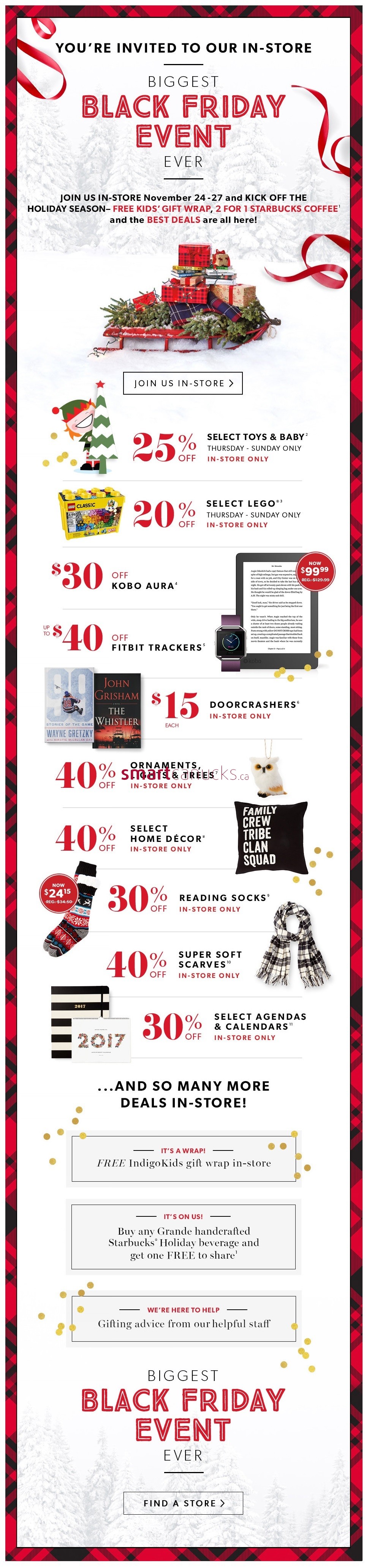 Indigo Chapters Black Friday In-Store Deals/Flyer November 24 to 27
