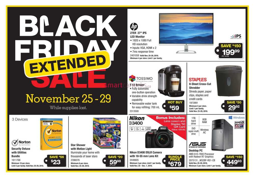 Staples Black Friday Sale Extended Flyer November 25 to 29