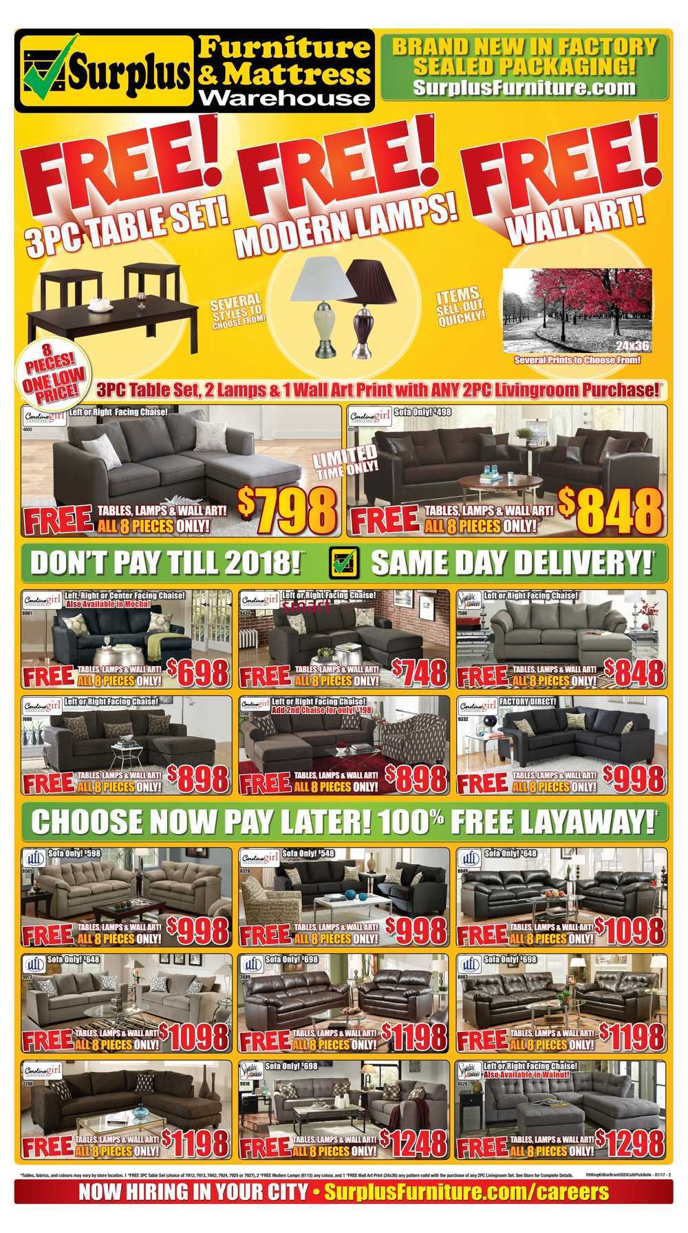 Surplus Furniture Mattress Warehouse Barrie Flyer January 3 To 23