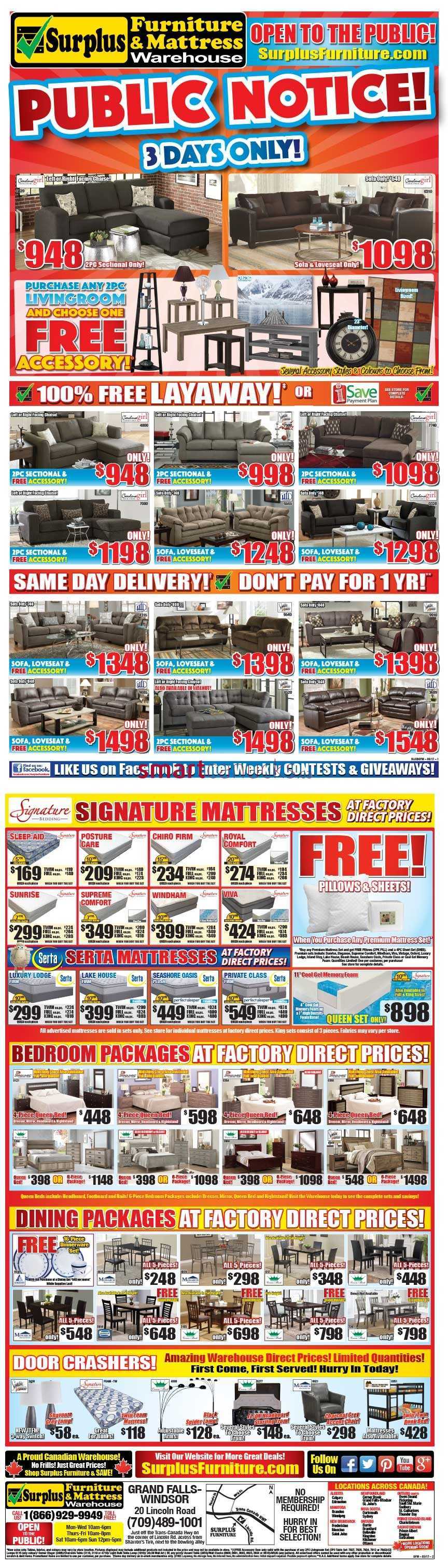 Surplus Furniture & Mattress Warehouse (Grand Falls Windsor) Flyer ...