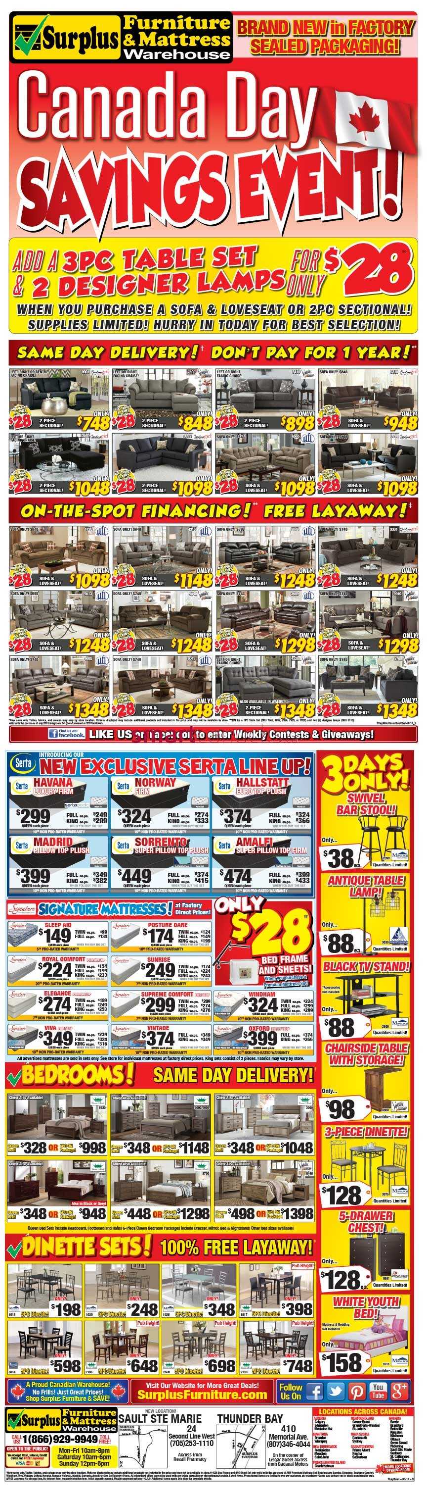 Surplus Furniture & Mattress Warehouse (Thunder Bay) Flyer ...