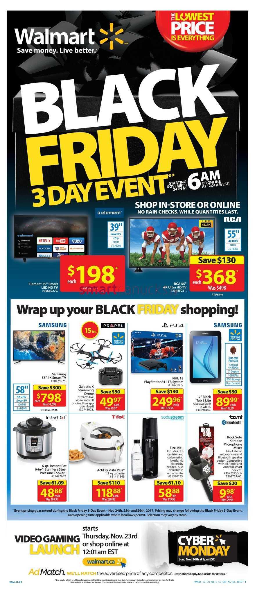 Walmart Canada Black Friday 3 Day Event Flyer November 24 To 26 2017