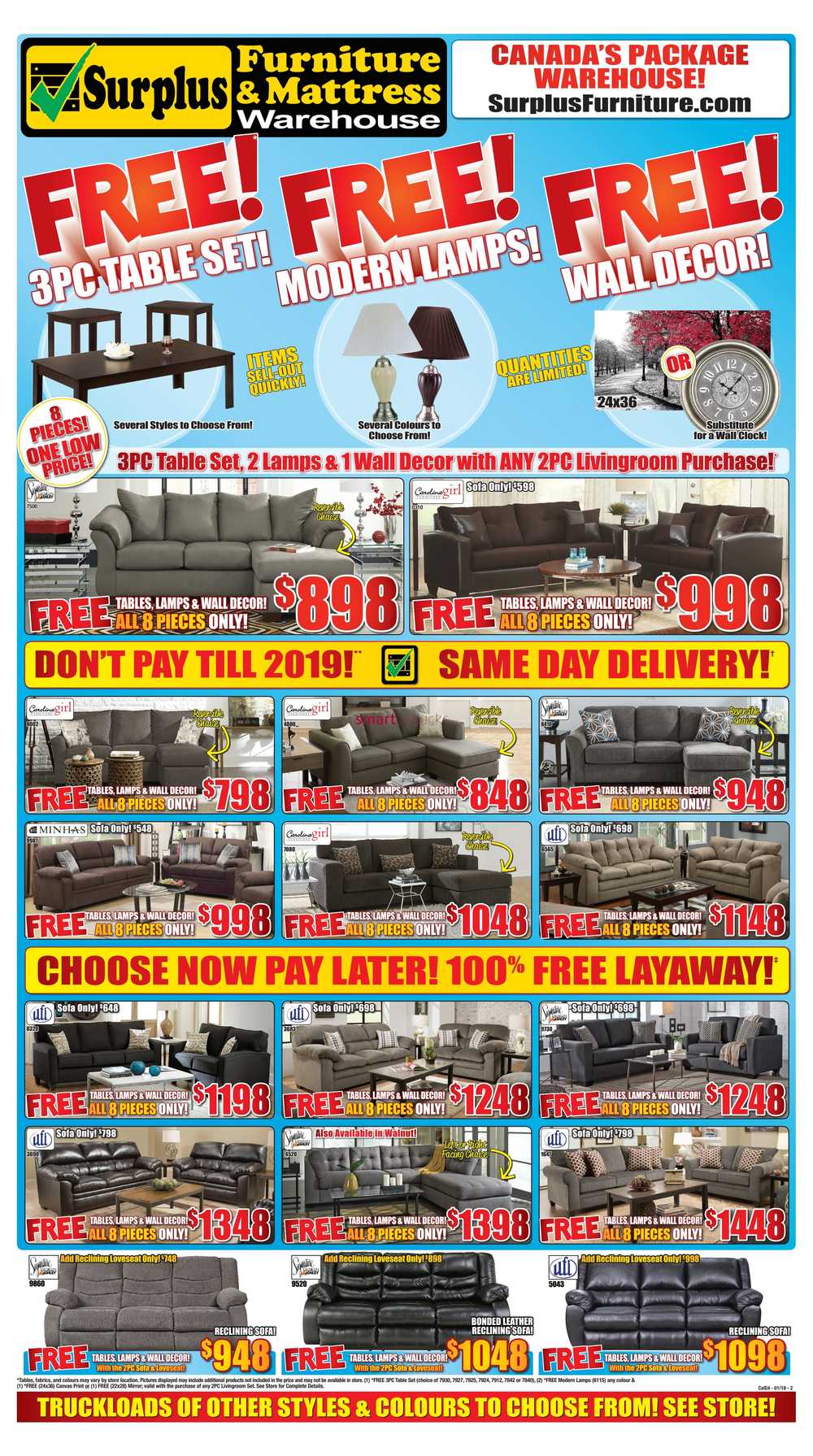Surplus Furniture Mattress Warehouse Calgary Flyer January 9 To 29