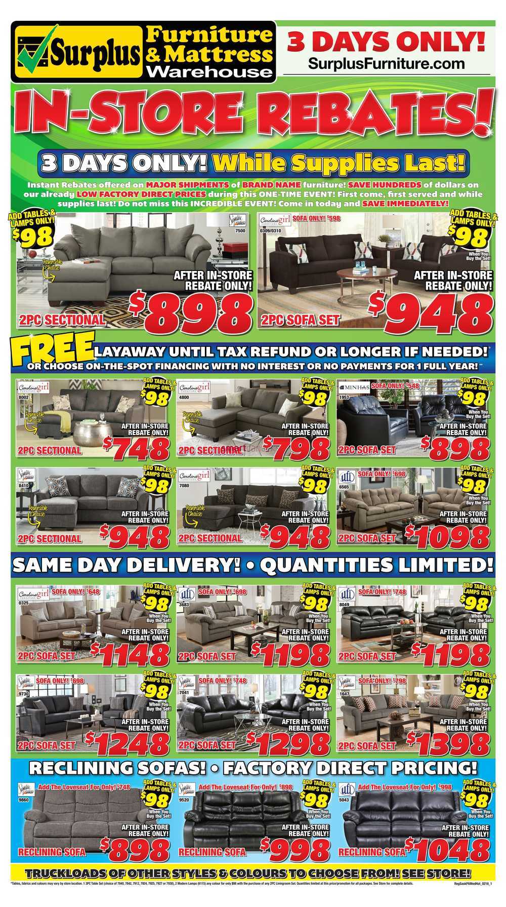 Surplus Furniture & Mattress Warehouse (Regina) Flyer January 30 to